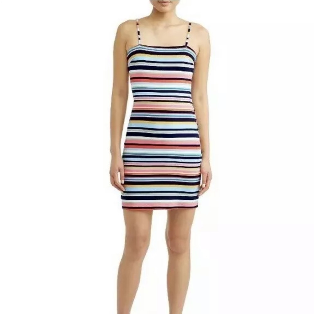 Poof! striped bodycon tie back dress size small